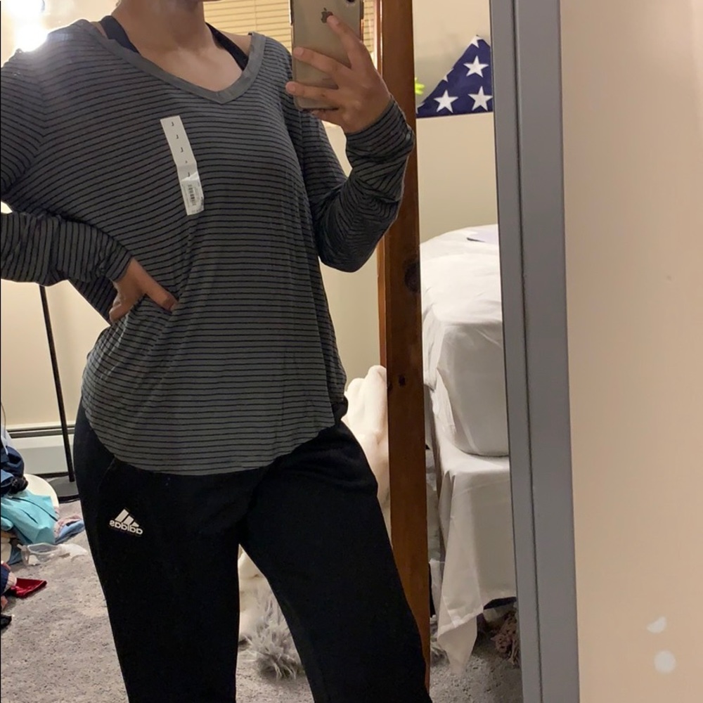 Gray and Blue Striped Tee